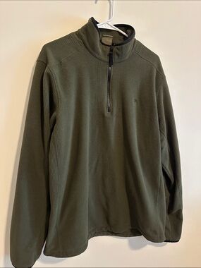 Timberland Olive Green 1/4 zip Waffle Knit Pullover